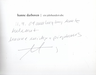 hanne darboven/ ein jahrhundert-abc [Widmungsexemplar]