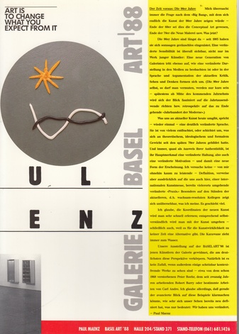 Galerie Paul Maenz. Art Basel '88