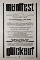 Ferdinand Kriwet. manifest zur Umstrukturierung des Ruhrgebiets zum Kunstwerk [manifest glückauf]. Plakat