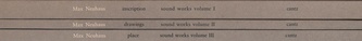 Max Neuhaus. Sound works vol. I-III. inscription/ drawings/ place