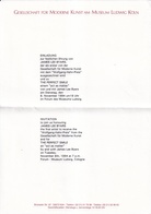 JAMES LEE BYARS. Einladung zur festlichen Ehrung 'Wolfgang-Hahn-Preis' und 'THE PERFECT SMILE', Gesellschaft für moderne Kunst am Museum Ludwig Köln, 1994 [Einladung/ invitation]
