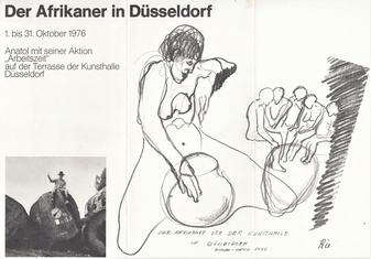 Anatol. Der Afrikaner in Düsseldorf. Anatol mit seiner Aktion 'Arbeitsszeit' auf der terrasse der Kunsthalle Düsseldorf, 1. bis 31. Oktober 1967 [Ankündigungsblatt]
