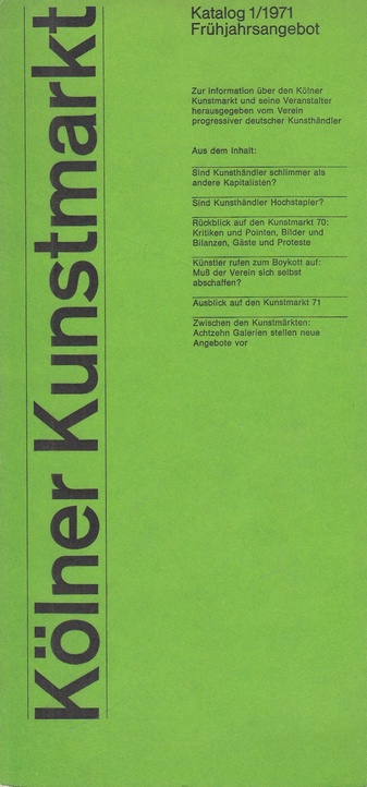 Kölner Kunstmarkt. Frühjahrskatalog 1/1971