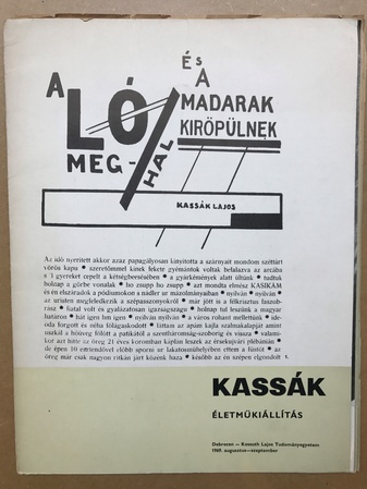 KASSAK. ELETMÜKIALLITAS