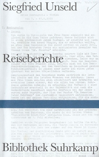 Siegfried Unseld. Reiseberichte