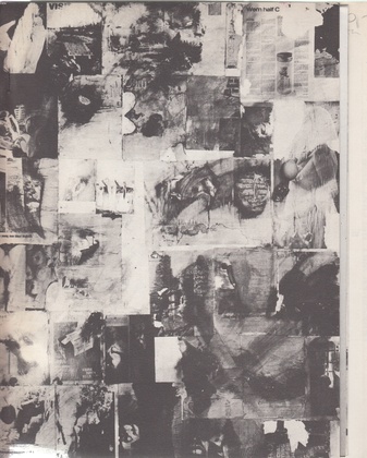 9 Decollagen von Vostell. Autobusabfahrt von der Galerie Parnass Wuppertal am 14 September 1963, 18 Uhr.