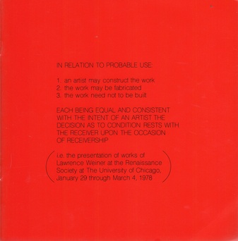 LAWRENCE WEINER. IN RELATION TO PROBABLE USE.