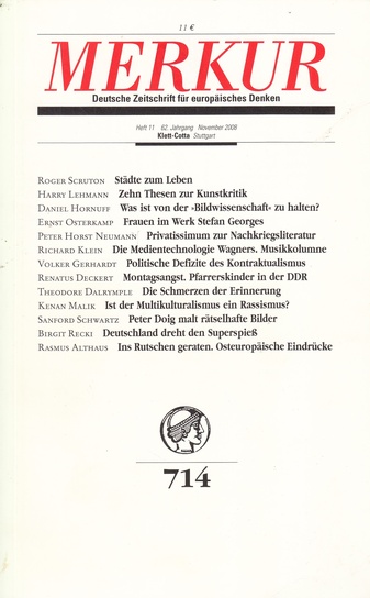 MERKUR. Deutsche Zeitschrift für Europäisches Denken. Heft 11, 62. Jahrgang, November 2008