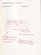 edition hansjörg mayer. verlagsverzeichnis 1980/ Catalogue 1980