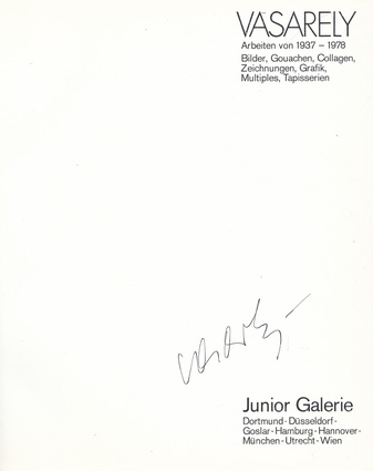 VICTOR VASARELY. Arbeiten von 1937 - 1978. Bilder, Gouachen, Collagen, Zeichnungen, Grafik, Multiples. Tapisserien [signiert]