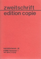 Verlagsverzeichnis der zweitschrift/ edition copie, hannover
