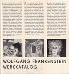 WOLFGANG FRANKENSTEIN. WERKKATALOG [Widmungsexemplar]