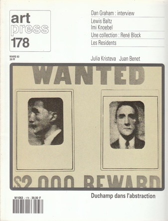 Art Press # 178. Mars 1993Duchamp dans làbstraction. Dan Graham: interview/ Lewis Baltz, Imi Knoebel/ Une collection: Rene Block/ Les Residents/ ..