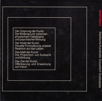 Josef Albers. Städtische Kunsthalle Düsseldorf Grabbeplatz, 4. Sept. bis 4. Okt. 1970