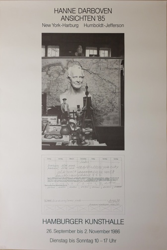 HANNE DARBOVEN. ANSICHTEN '85. New York-Harburg/ Humboldt- Jefferson. HAMBURGER KUNSTHALLE, 26. September bis 2. November 1986 [Ausstellungsplakat/ exhibiton poster]