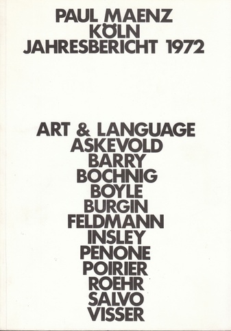Paul Maenz. Köln. Jahresbericht 1972