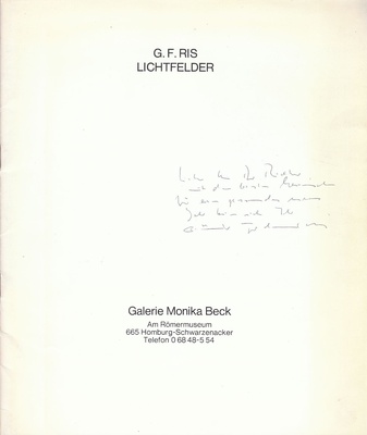 G. F. Ris. Lichtfelder [Widmungsexemplar]