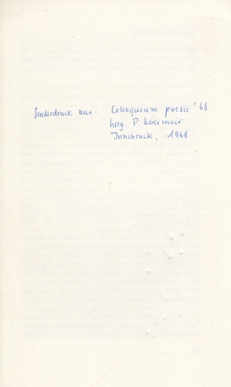 Sonderdruck aus: Kolloquium Poesie 1968