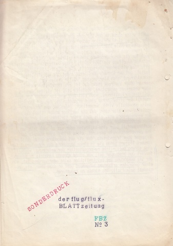 [reflection press nr.3] SONDERDRUCK der flug/flux-BLATTzeitung FBZ No 3. sidney simon: VOSTELL'S AKTIONSBILDSPRACHE 