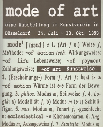mode of art. eine Ausstellung im Kunstverein in düsseldorf, 24. Juli - 10. Okt. 1999