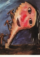 Walter Dahn/ Jiri Dokoupil: Der Treppenkopf, 1981 [postcard/ Postkarte Galerie Paul Maenz]