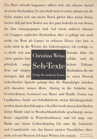 SEH-TEXTE. Zur Erweiterung des Textbegriffes in konkreten und nach-konkreten visuellen Texten