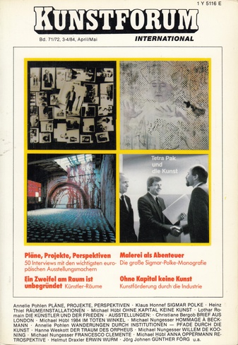 KUNSTFORUM International. Band 71/ 72,  3-4/84, April/ Mai. Pläne, Projekte, Perspektiven/ Polke/ Räume