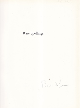 Roni Horn. Rare Spellings. Selected Drawings/ Zeichnungen 1985-1992 (signiert/ signed)