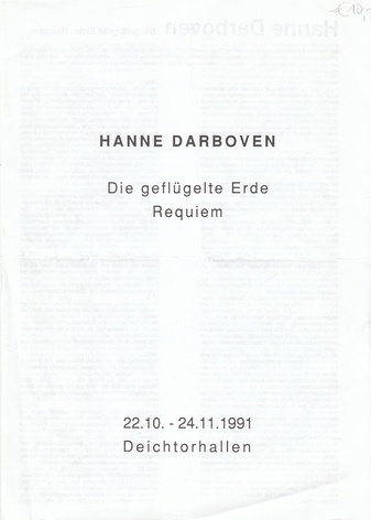 Die geflügelte Erde. Requiem. Deichtorhallen, 22.10. - 24.11. 1991, Hanne Darboven
