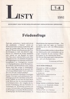 LISTY. ZEITSCHRIFT DER TSCHECHOSLOWAKISCHEN SOZIALISTISCHEN OPPOSITION # 7 - 8. 1981