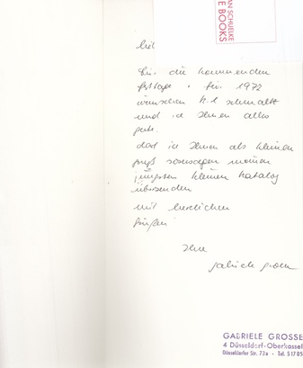Gabriele Grosse. Fragile Organismen. Zeichnungen Radierungen Tapisserien 1970 - 1976 [mit beil. Brief von Gabriele Grosse, sign.]
