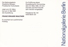 FRANZ ERHARD WALTHER. Nationalgalerie Berlin 1981 [Einladungskarte/ invitation card]