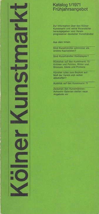 Kölner Kunstmarkt. Frühjahrskatalog 1/1971